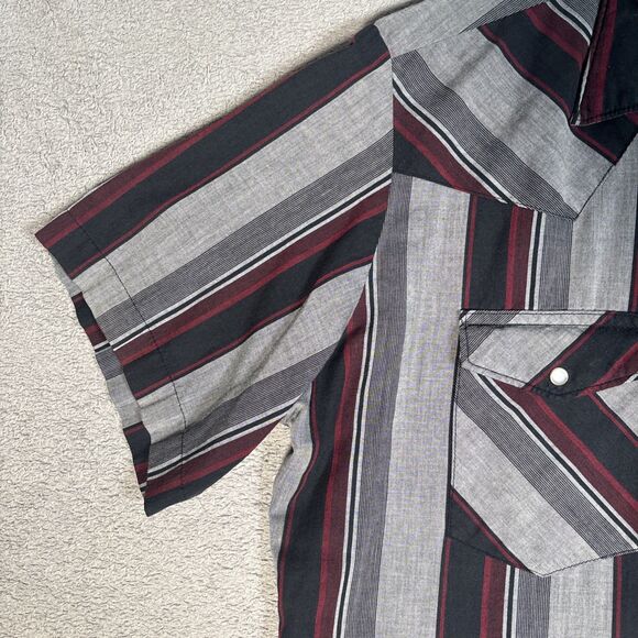 Vintage Rustler Western Shirt Men’s L Pearl Snap Gray Black X Long Tails Yoke - Picture 5 of 13